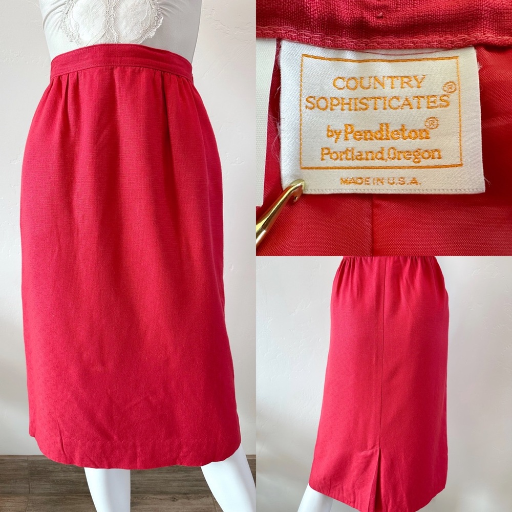 Vintage 80's Pendleton Country Sophisticates Rayon Coral Skirt Fits S/4 27"W